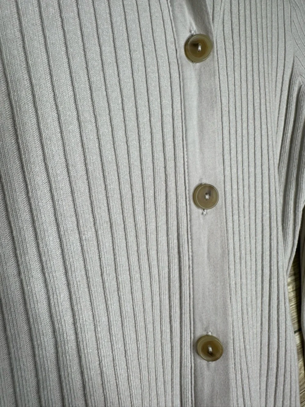 Vince XS ribbed polo Cardigan grey green ribbed button up